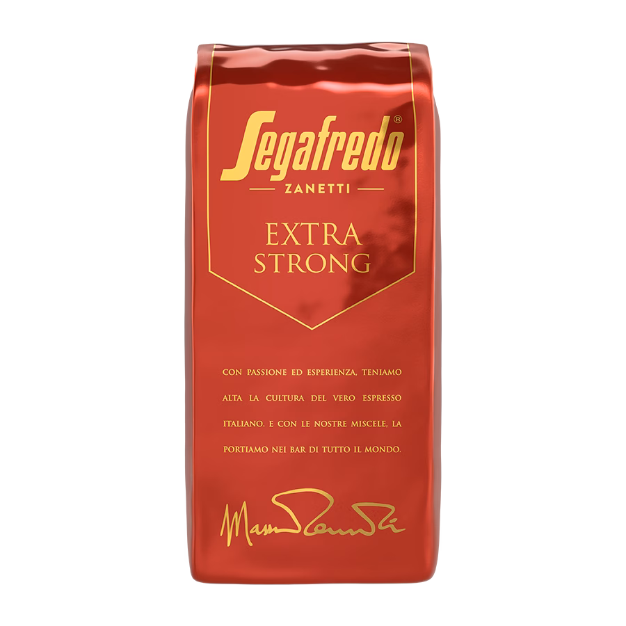 Produktbild: Kaffee Segafredo Extra Strong ganze Bohne, 1000 g, aromaversiegelte Verpackung.