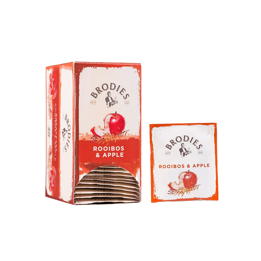 Produktbild: Brodies Tee Rooibos & Apfel, Teebeutel, Karton mit 20 Teebeuteln