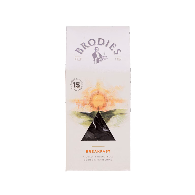 Produktbild: Brodies Tee Breakfast Tea, Tee-Pyramide, Karton mit 15 Pyramiden